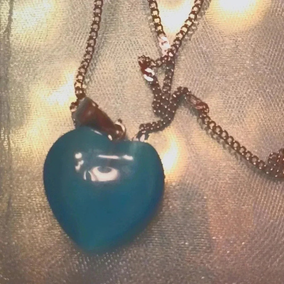 NWT teal heart charm with stainless steel necklace.. - Picture 2 of 3